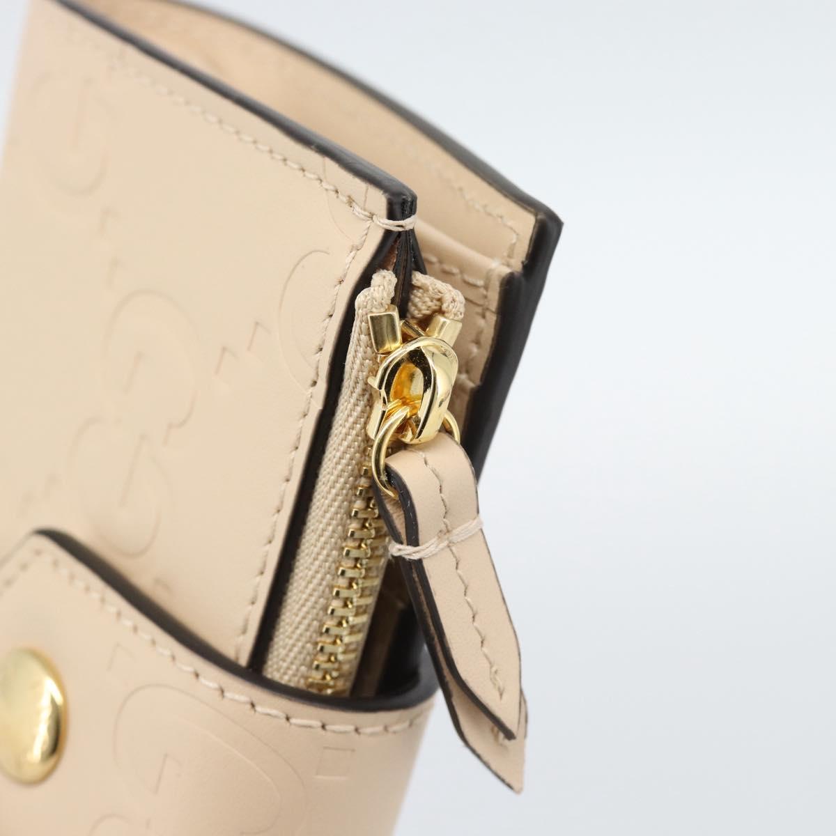 GUCCI GG Canvas Guccissima Wallet Leather Beige Gold 790131 Auth 186164M
