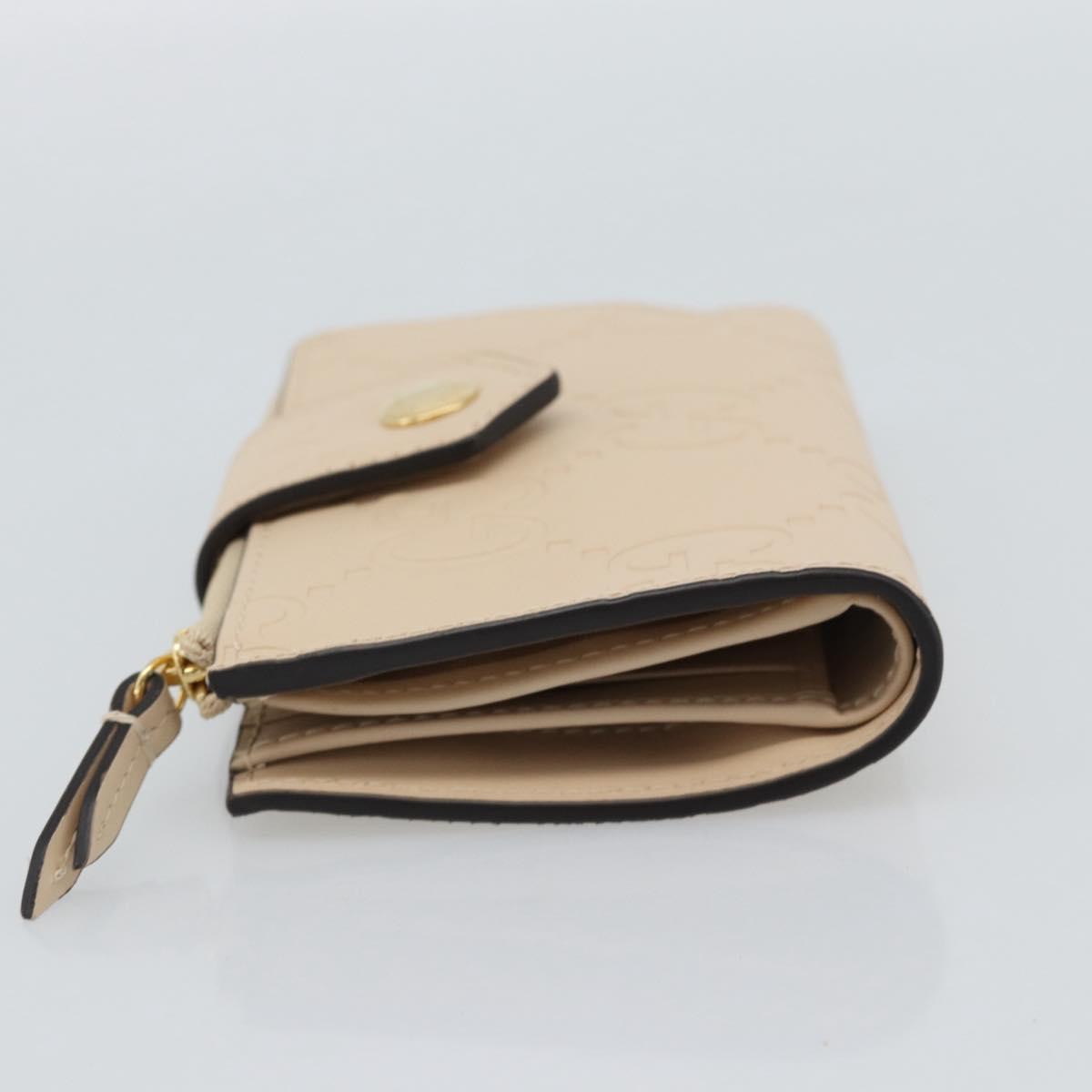 GUCCI GG Canvas Guccissima Wallet Leather Beige Gold 790131 Auth 186164M
