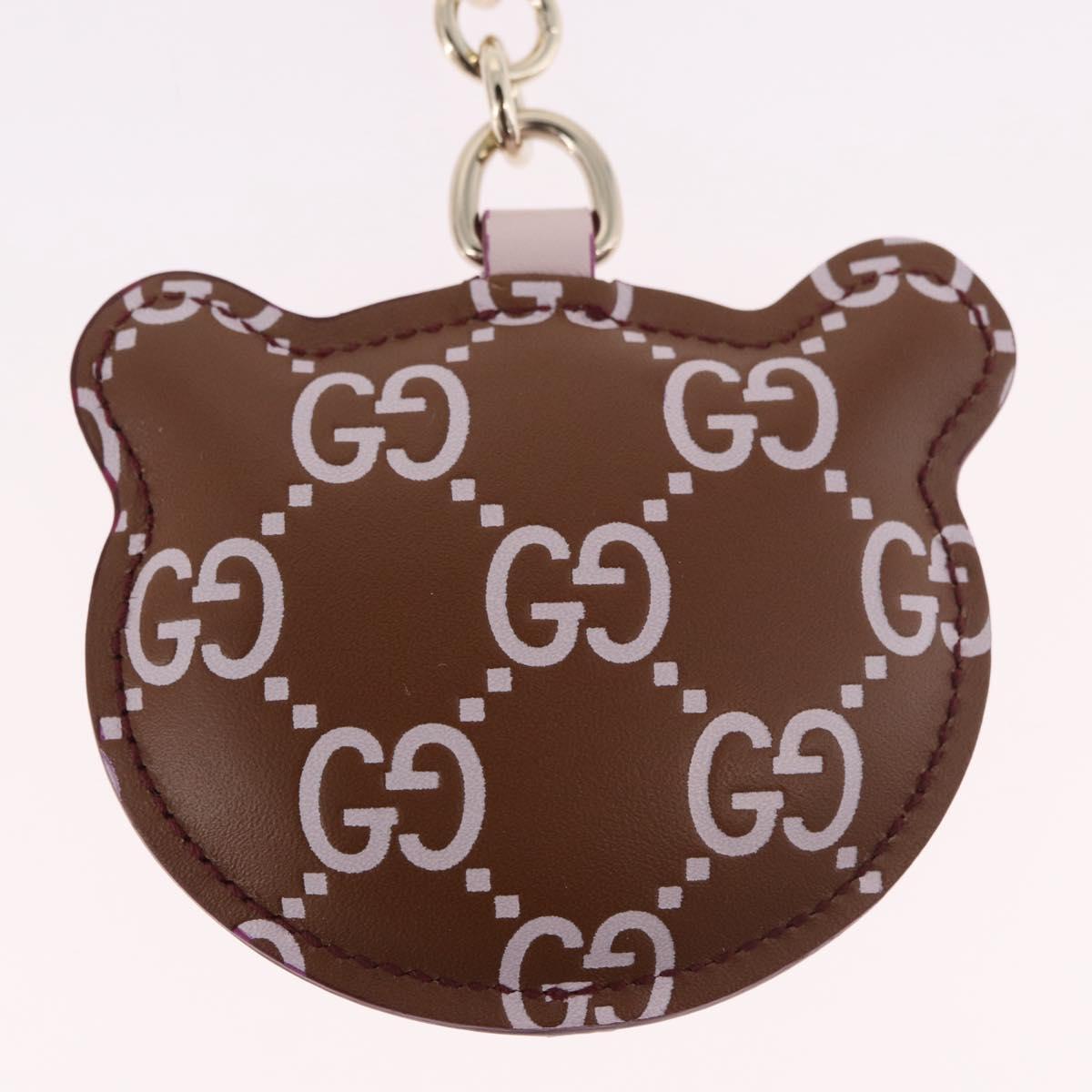 GUCCI Guccissima Panda GG Canvas Key Ring Leather Brown Auth 186168M