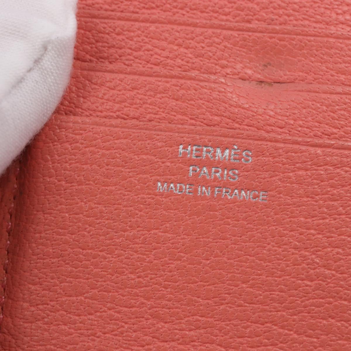 HERMES Azap Compact Wallet Leather Pink Silver Auth 186172M
