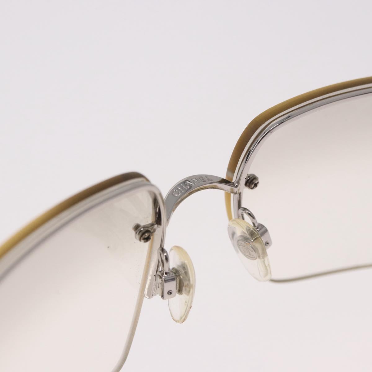 CHANEL COCO Mark Sunglasses metal Silver tone CC Auth 186173M