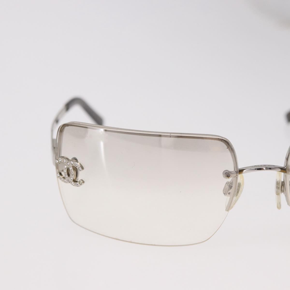 CHANEL COCO Mark Sunglasses metal Silver tone CC Auth 186173M