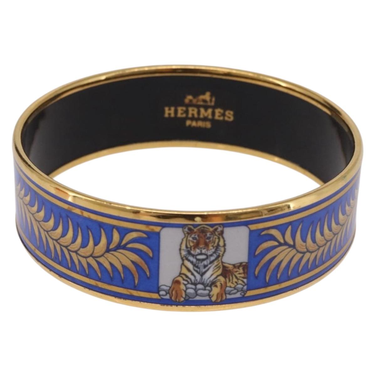 HERMES Cloisonne Emilel GM Bracelet metal Gold Tone Auth 186179M