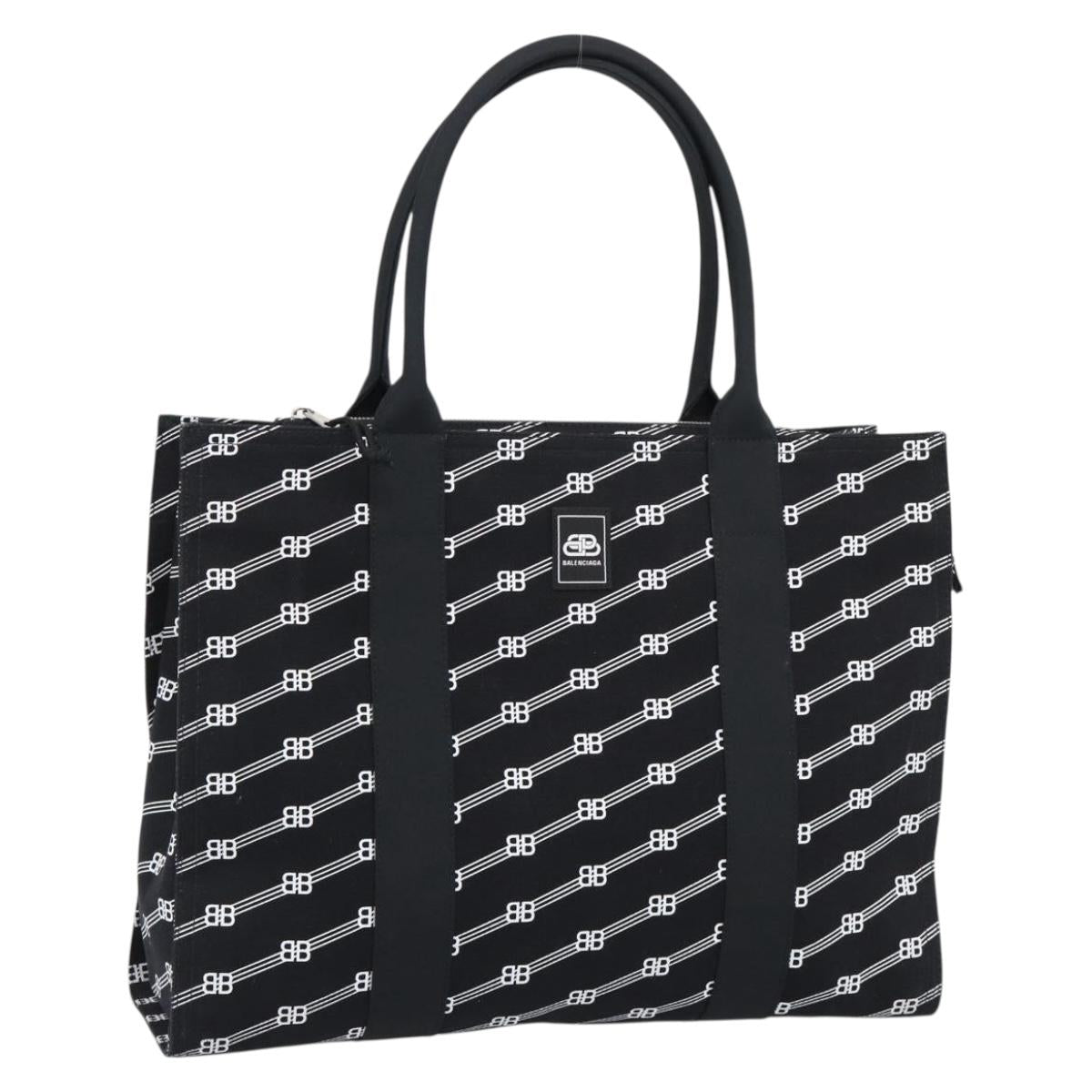 BALENCIAGA Trade Tote Bag Canvas Black Silver 621826 Auth 186183M