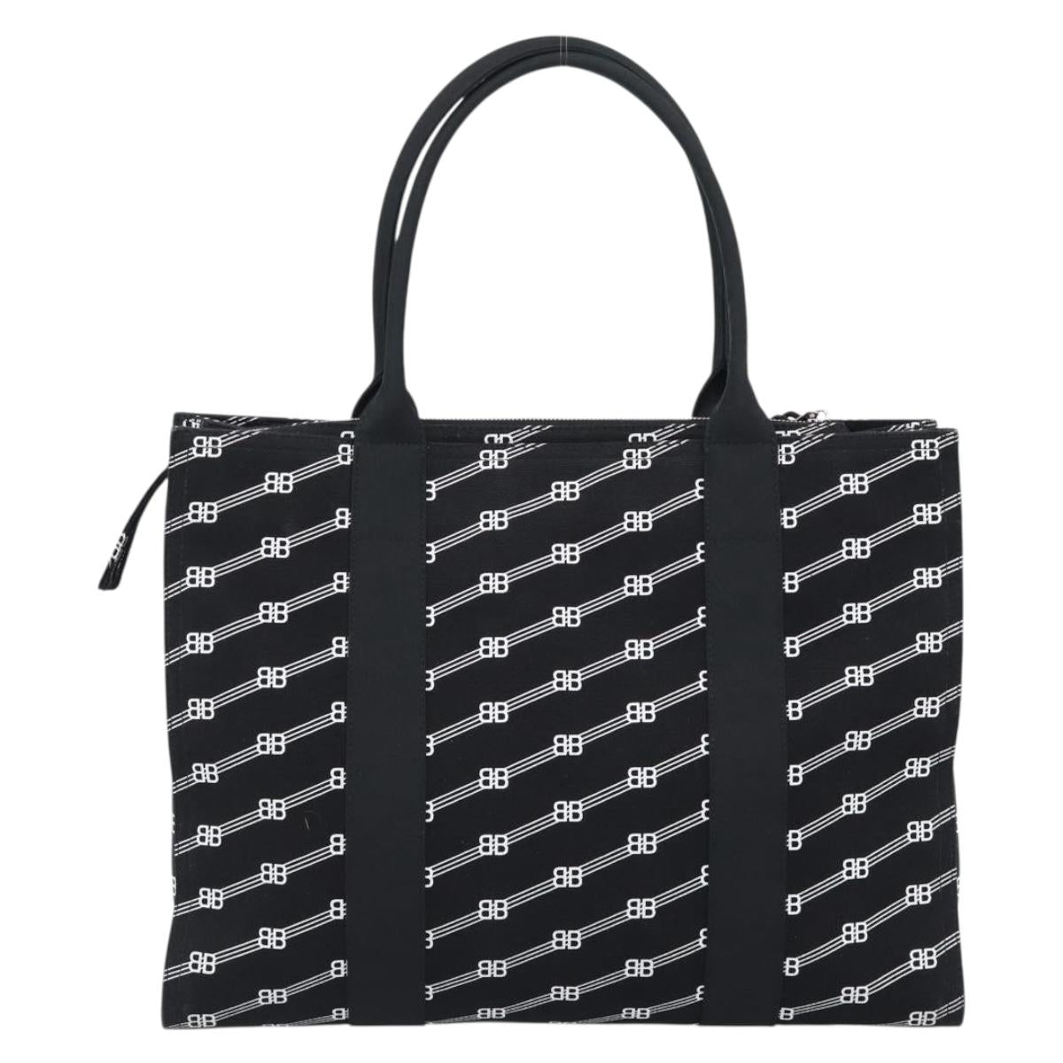 BALENCIAGA Trade Tote Bag Canvas Black Silver 621826 Auth 186183M