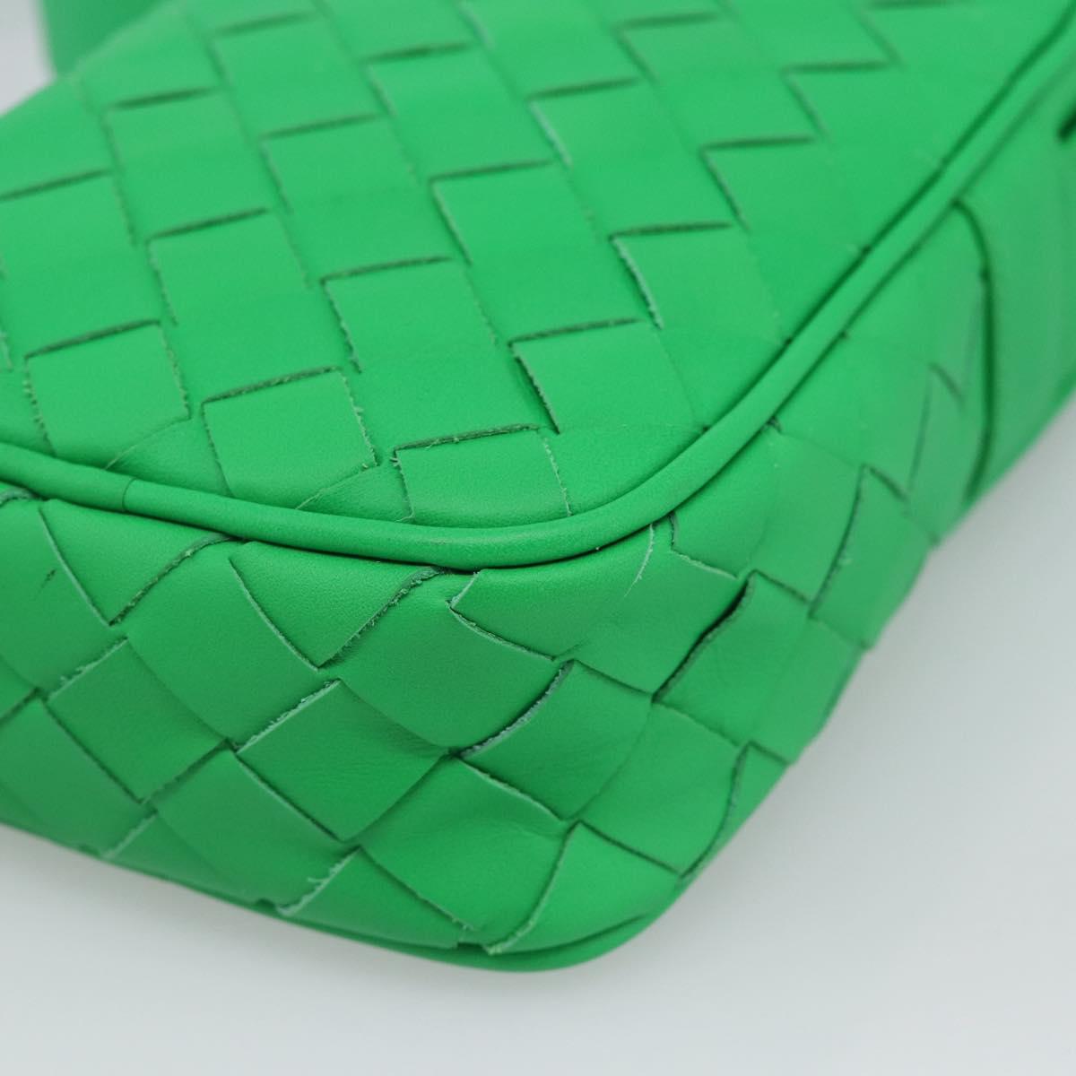 BOTTEGA VENETA INTRECCIATO Shoulder Bag Leather Green Silver Auth 186185M