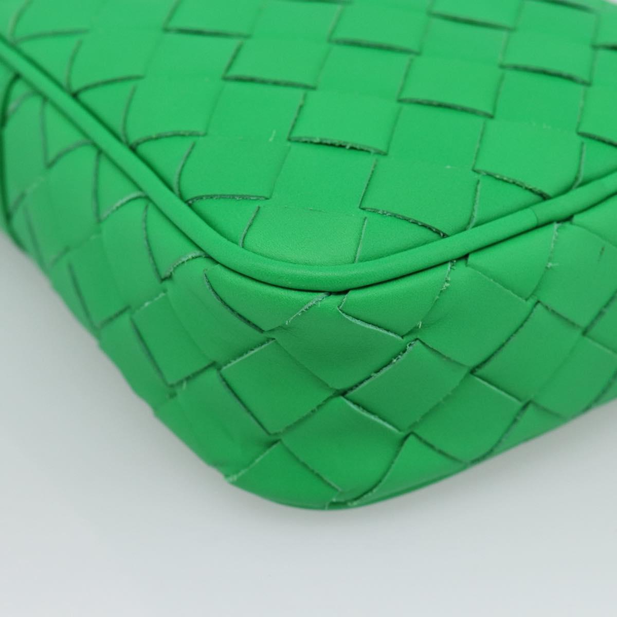 BOTTEGA VENETA INTRECCIATO Shoulder Bag Leather Green Silver Auth 186185M