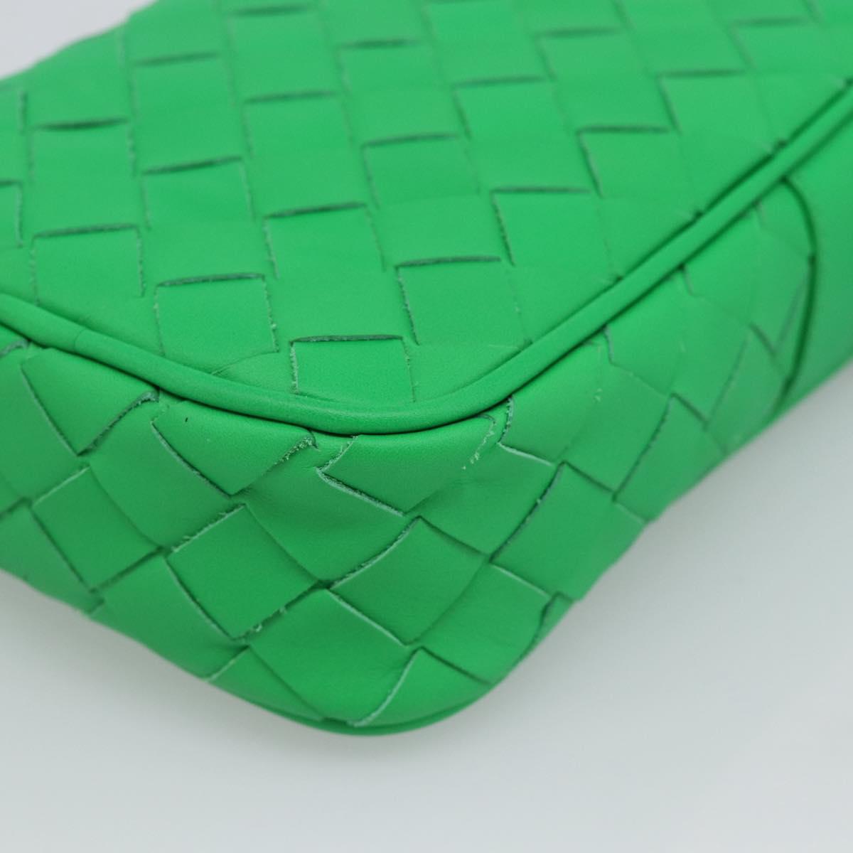 BOTTEGA VENETA INTRECCIATO Shoulder Bag Leather Green Silver Auth 186185M