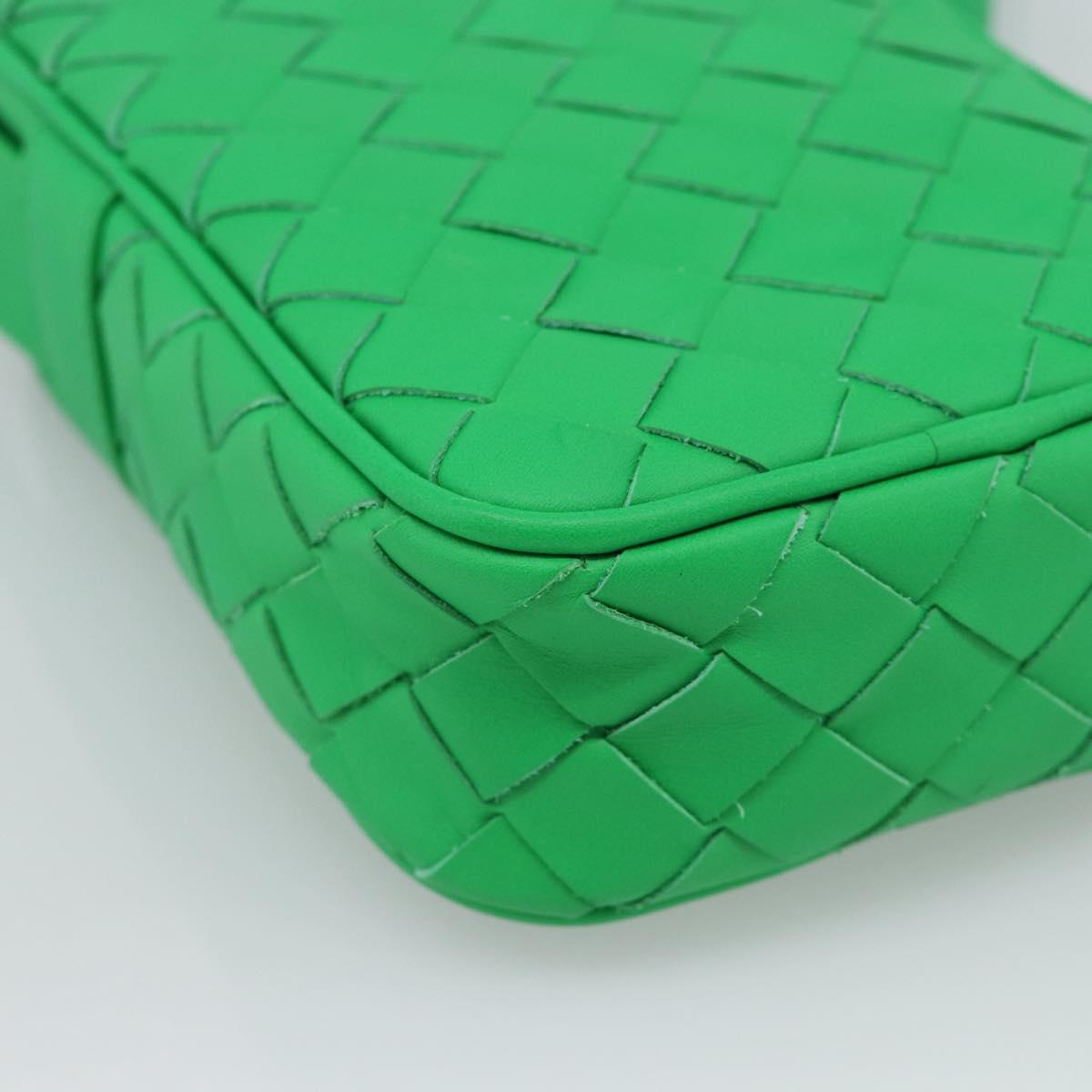 BOTTEGA VENETA INTRECCIATO Shoulder Bag Leather Green Silver Auth 186185M