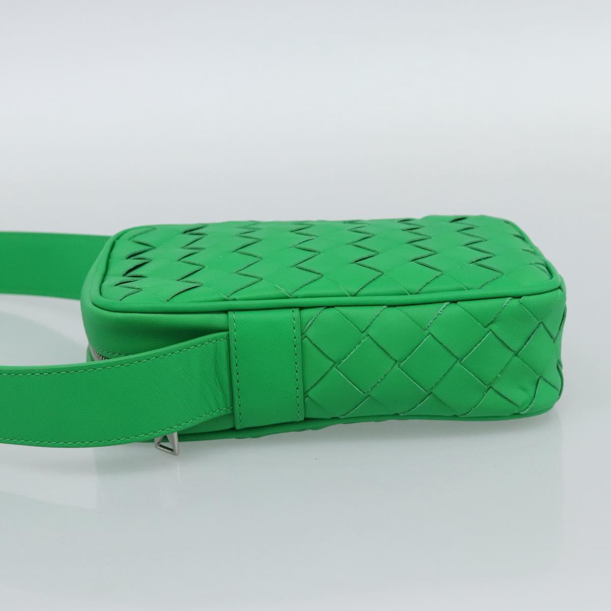 BOTTEGA VENETA INTRECCIATO Shoulder Bag Leather Green Silver Auth 186185M