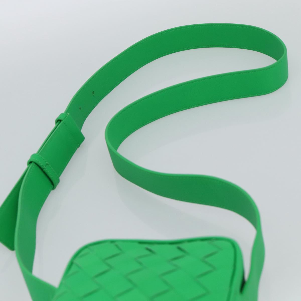 BOTTEGA VENETA INTRECCIATO Shoulder Bag Leather Green Silver Auth 186185M
