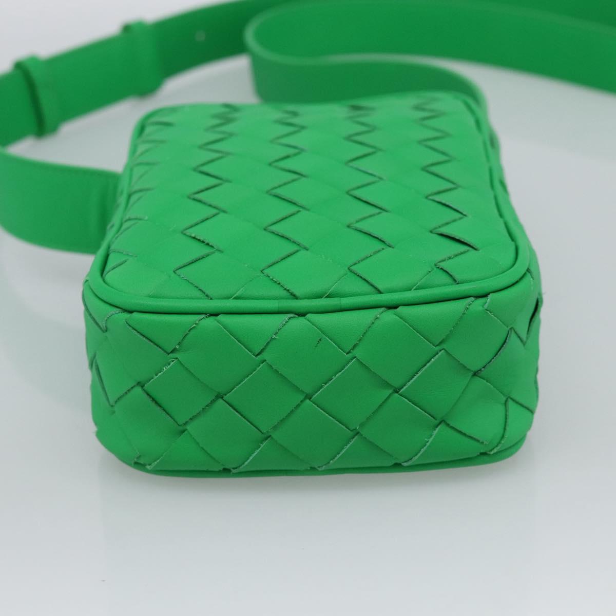 BOTTEGA VENETA INTRECCIATO Shoulder Bag Leather Green Silver Auth 186185M