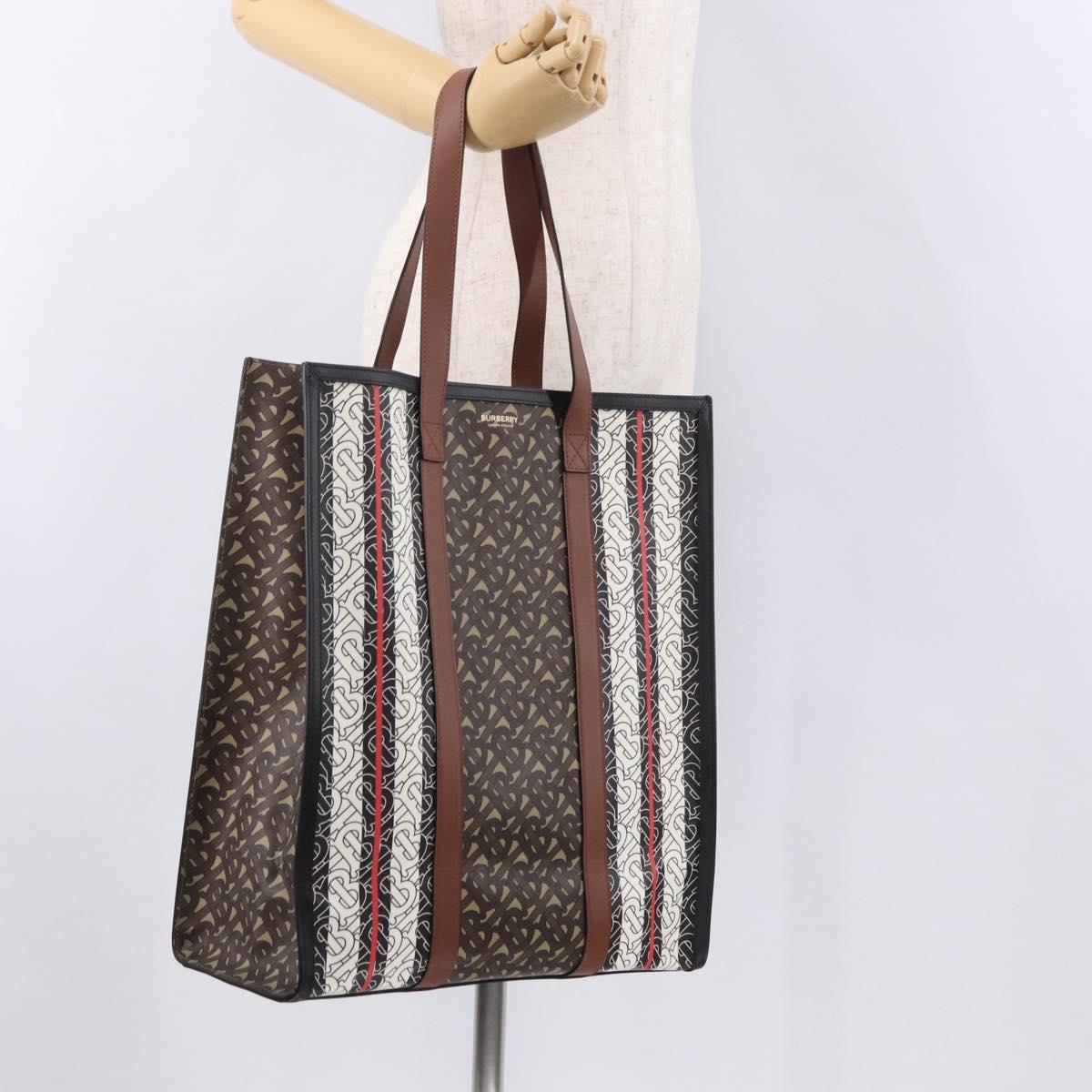 BURBERRY Tote Bag PVC Leather Brown Gold Auth 186186M
