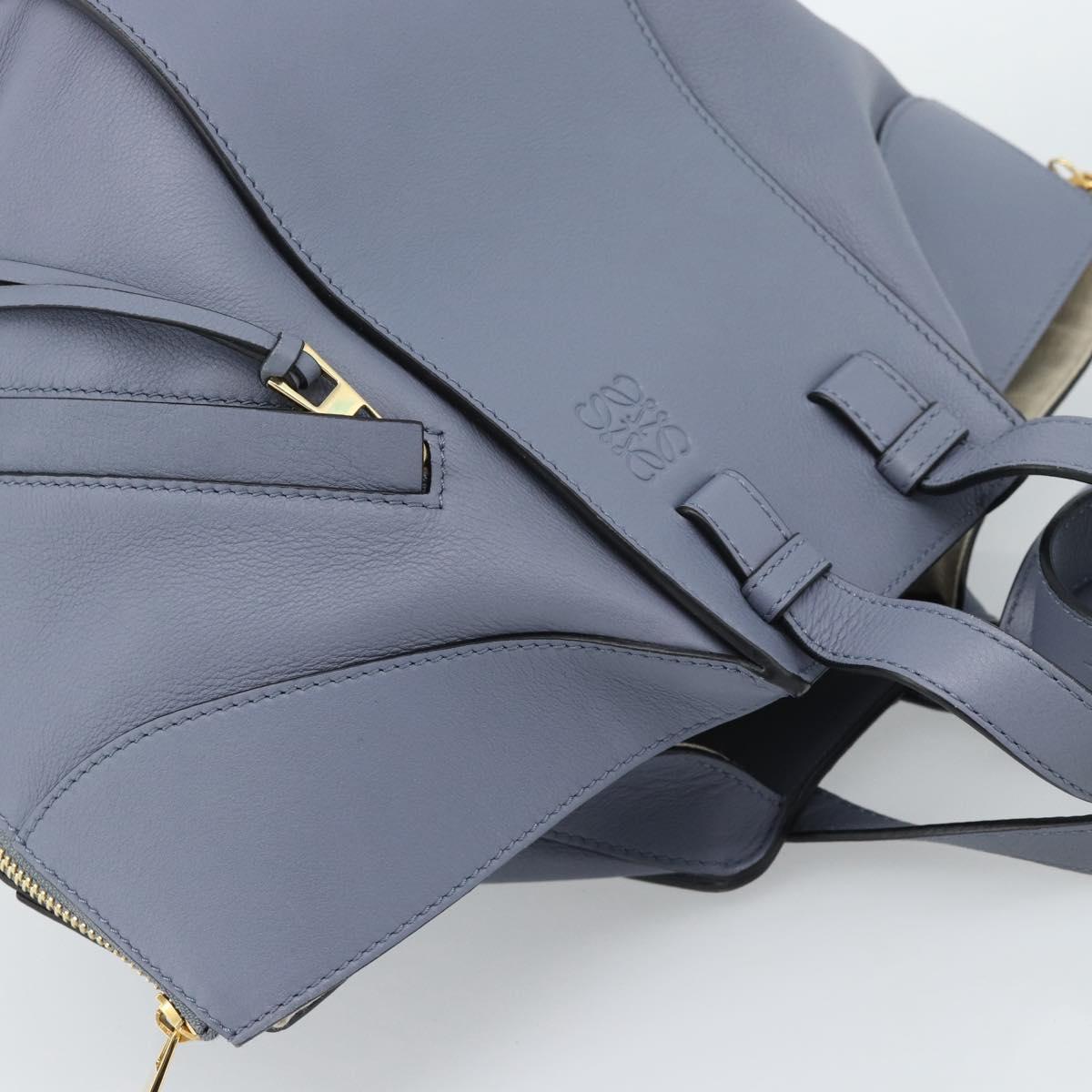 LOEWE Hammock Small Hand Bag Leather 2way Light Blue Gold Auth 186188SM
