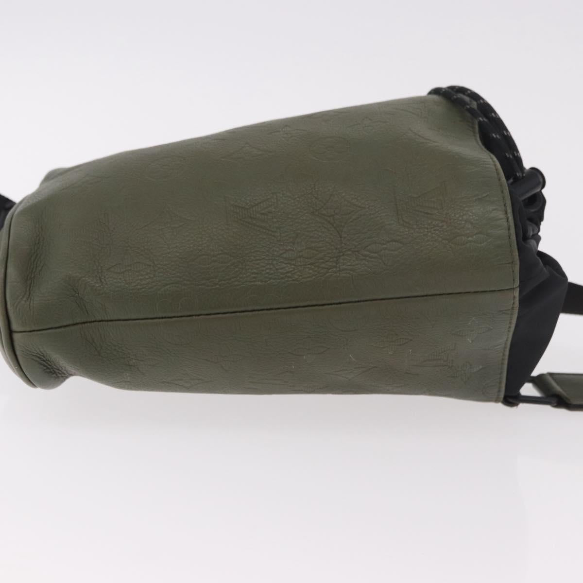 LOUIS VUITTON Monogram Shadow Chalk Sling Bag Green M44634 LV Auth 186190M