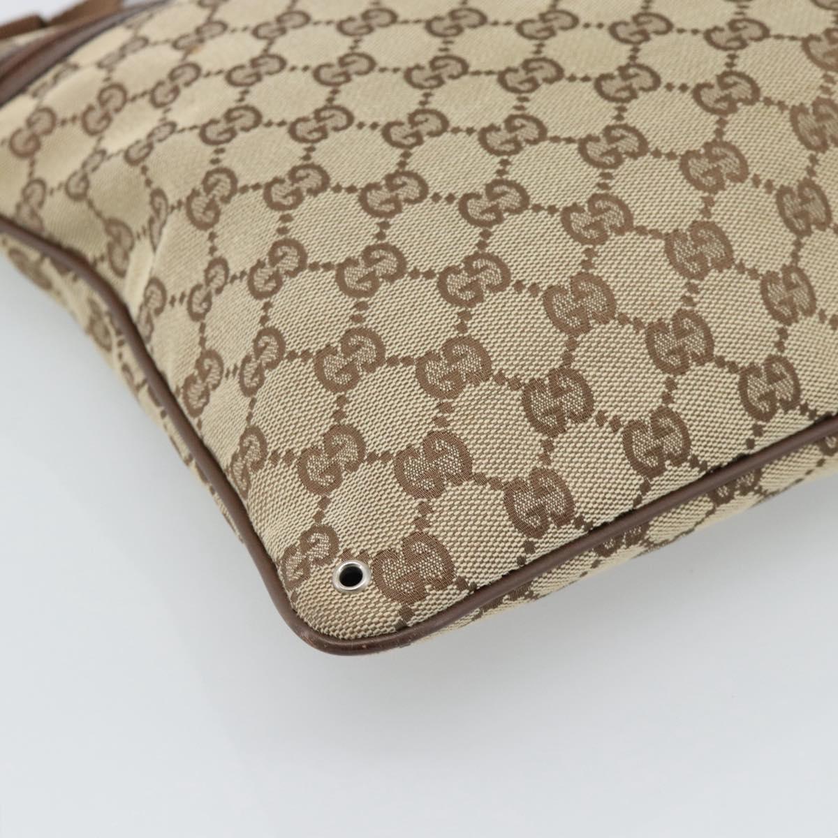 GUCCI GG Canvas Shoulder Bag Beige Silver 90477 Auth 186195A