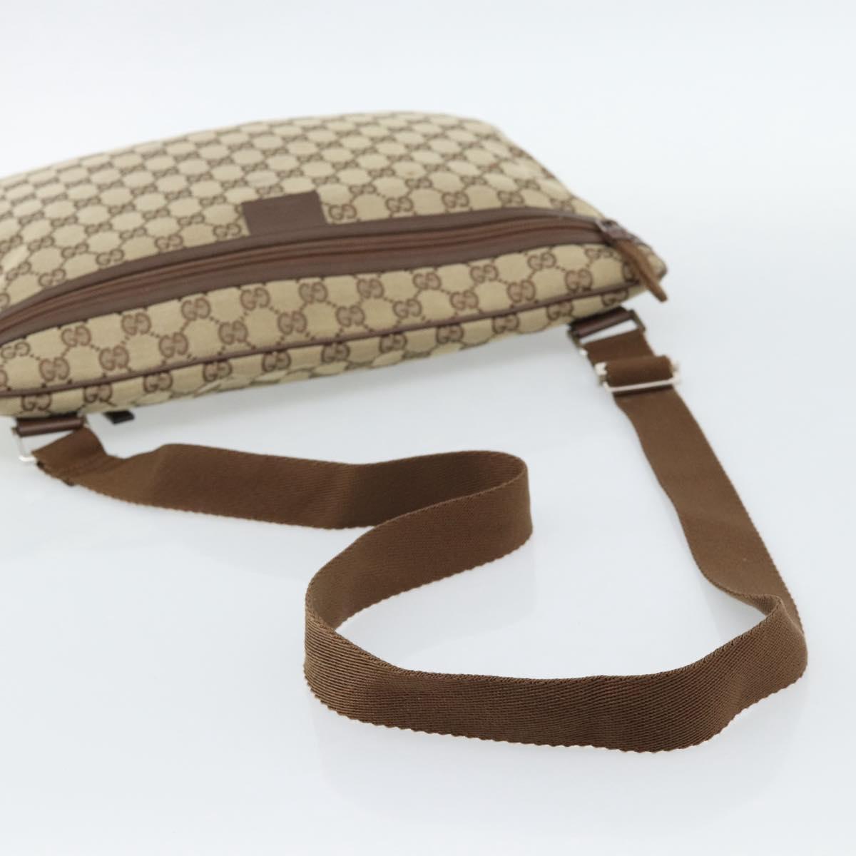 GUCCI GG Canvas Shoulder Bag Beige Silver 90477 Auth 186195A