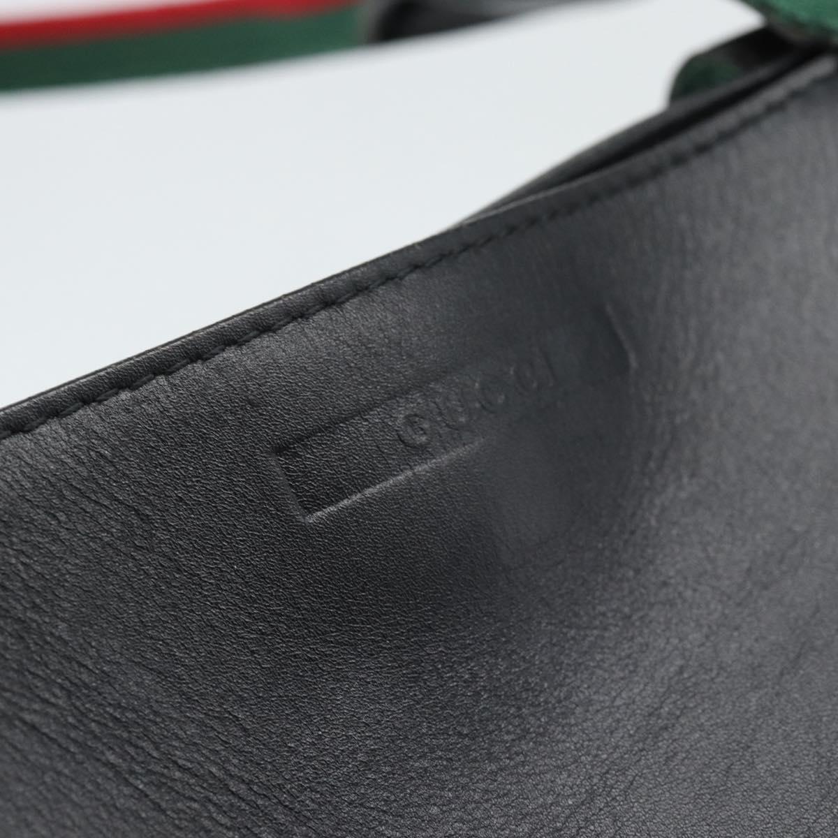 GUCCI Web Sherry Line Tote Bag Leather Black Silver Red 73983 Auth 186196A