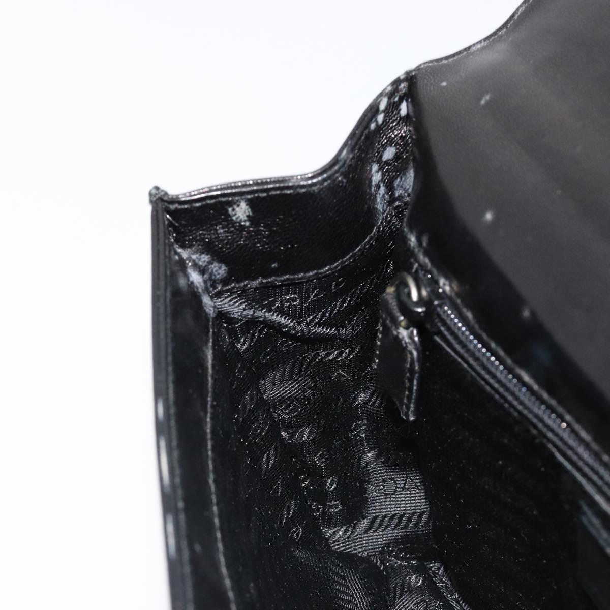 PRADA Chain Shoulder Bag Leather Black Silver Auth 186197A