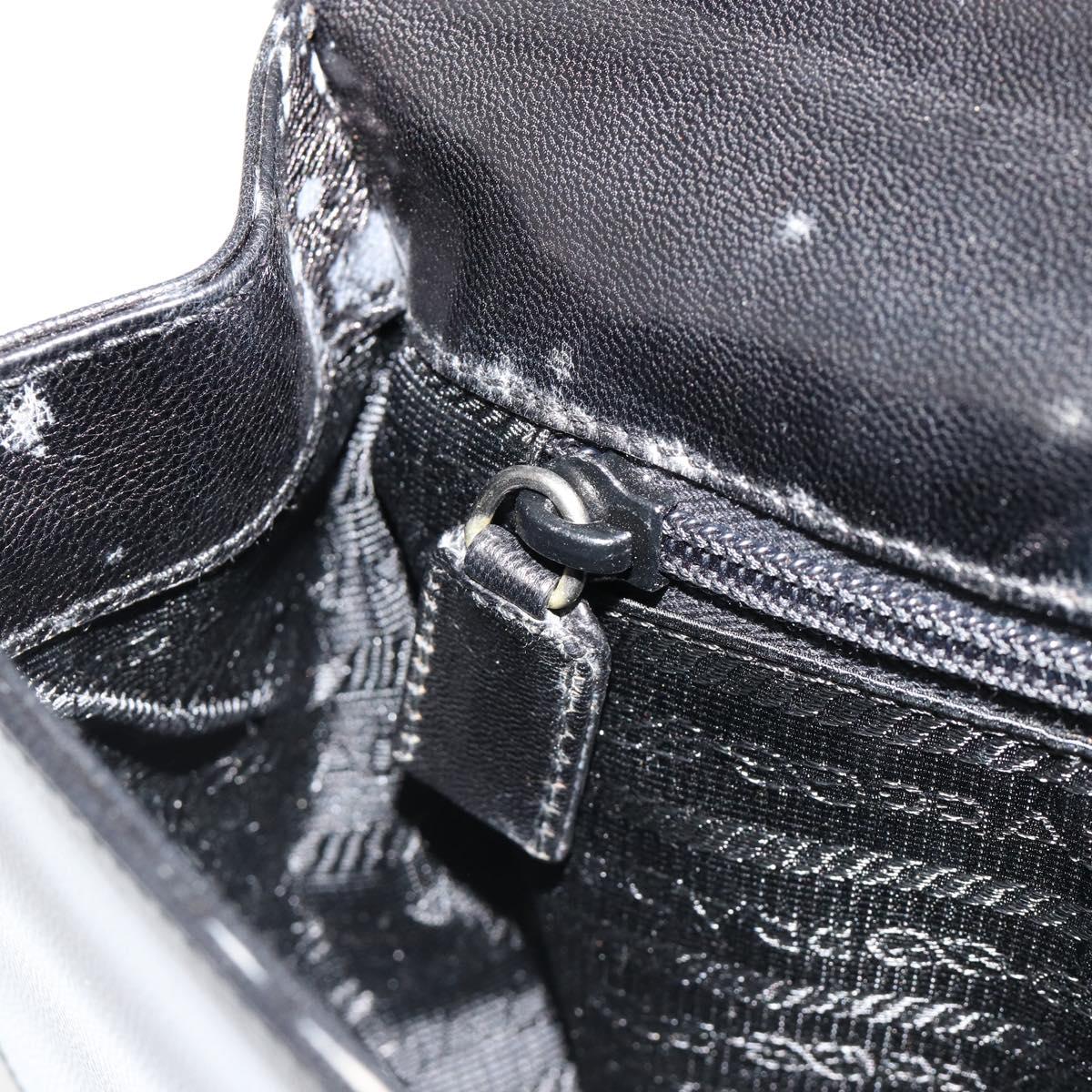 PRADA Chain Shoulder Bag Leather Black Silver Auth 186197A
