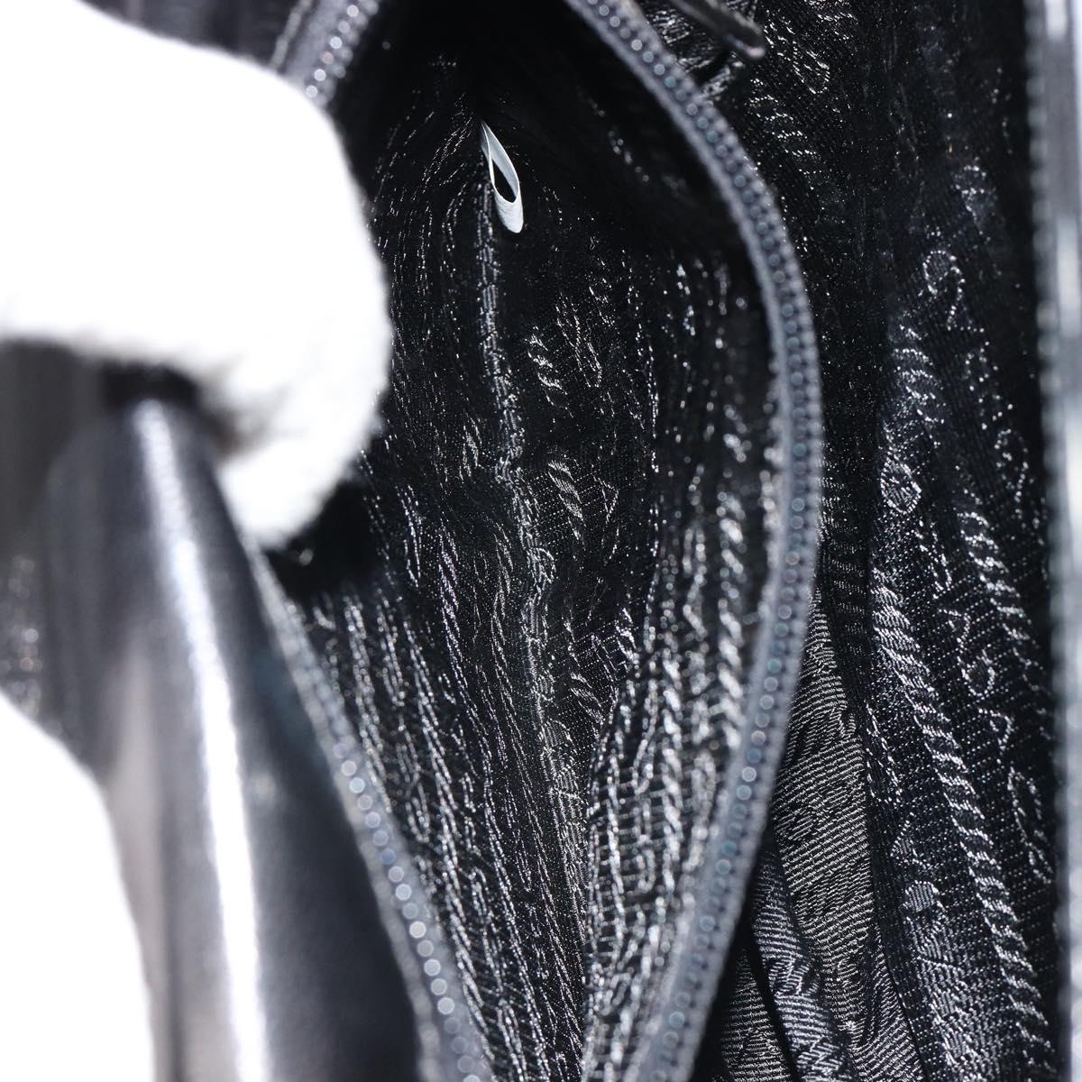 PRADA Chain Shoulder Bag Leather Black Silver Auth 186197A