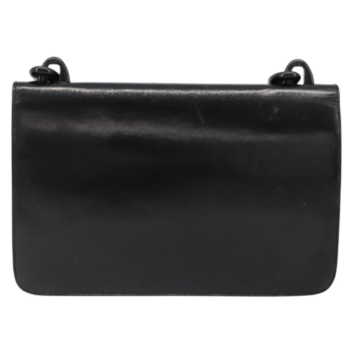 PRADA Chain Shoulder Bag Leather Black Silver Auth 186197A