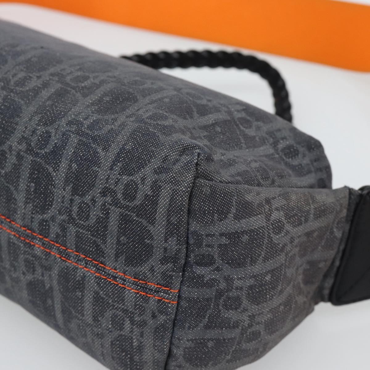 Christian Dior Trotter Canvas Flight Shoulder Bag Gray Silver Auth 186198V