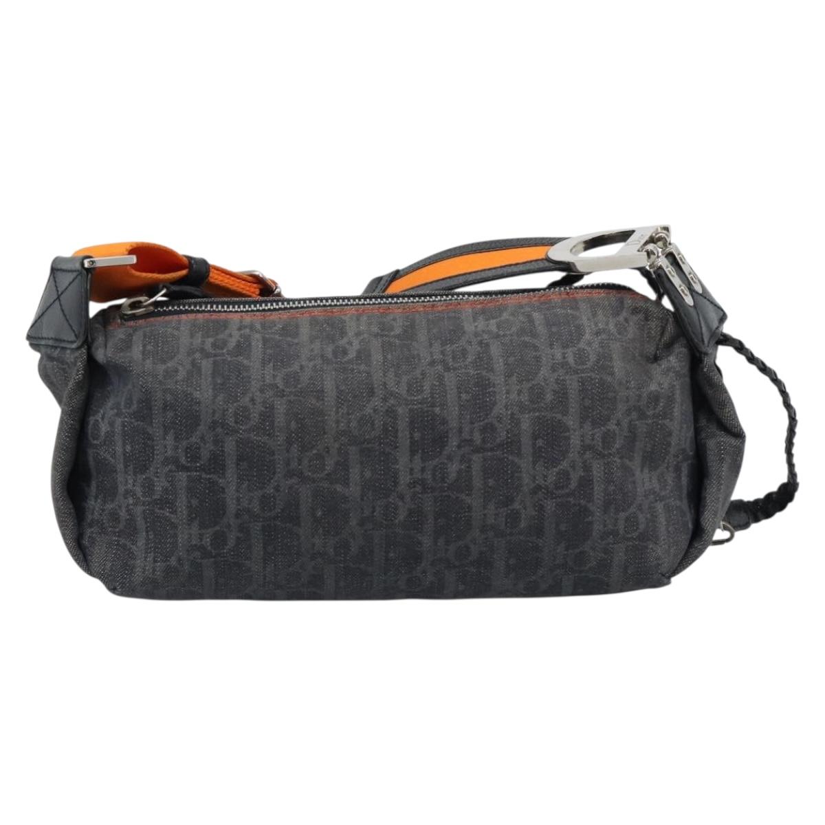 Christian Dior Trotter Canvas Flight Shoulder Bag Gray Silver Auth 186198V