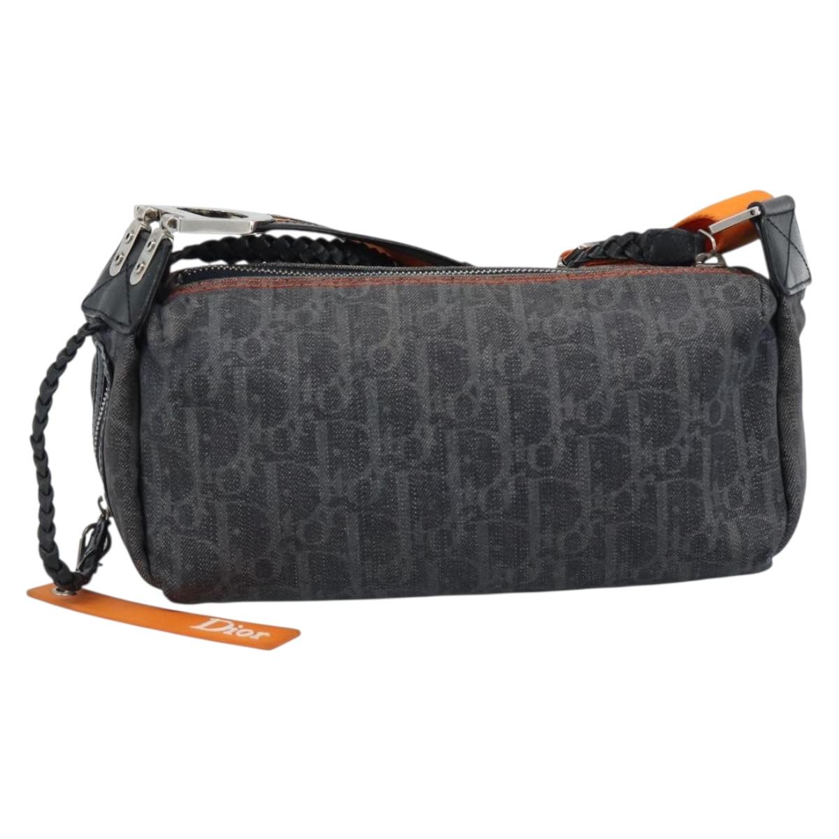 Christian Dior Trotter Canvas Flight Shoulder Bag Gray Silver Auth 186198V