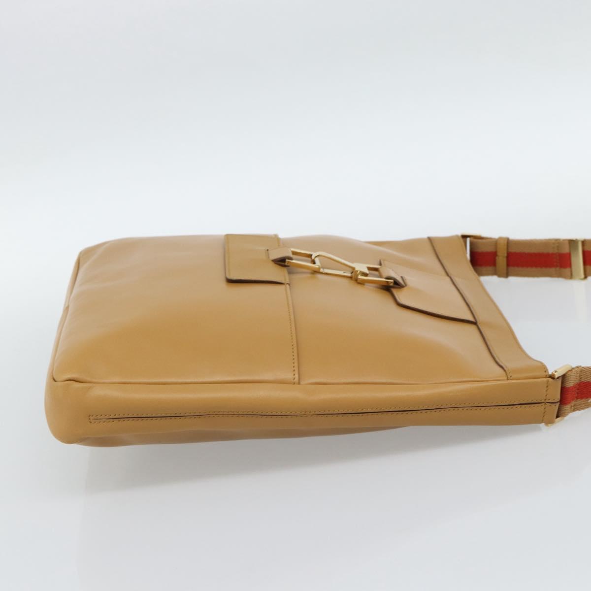 GUCCI Sherry Line Shoulder Bag Leather Brown Gold 001 4094 Auth 186199A