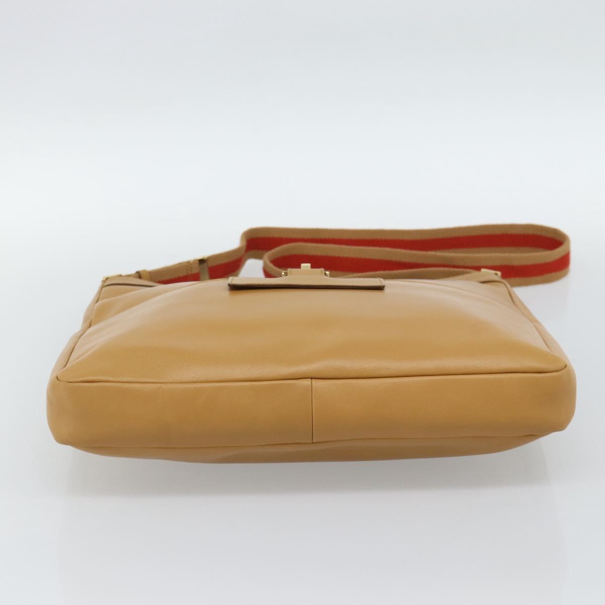 GUCCI Sherry Line Shoulder Bag Leather Brown Gold 001 4094 Auth 186199A
