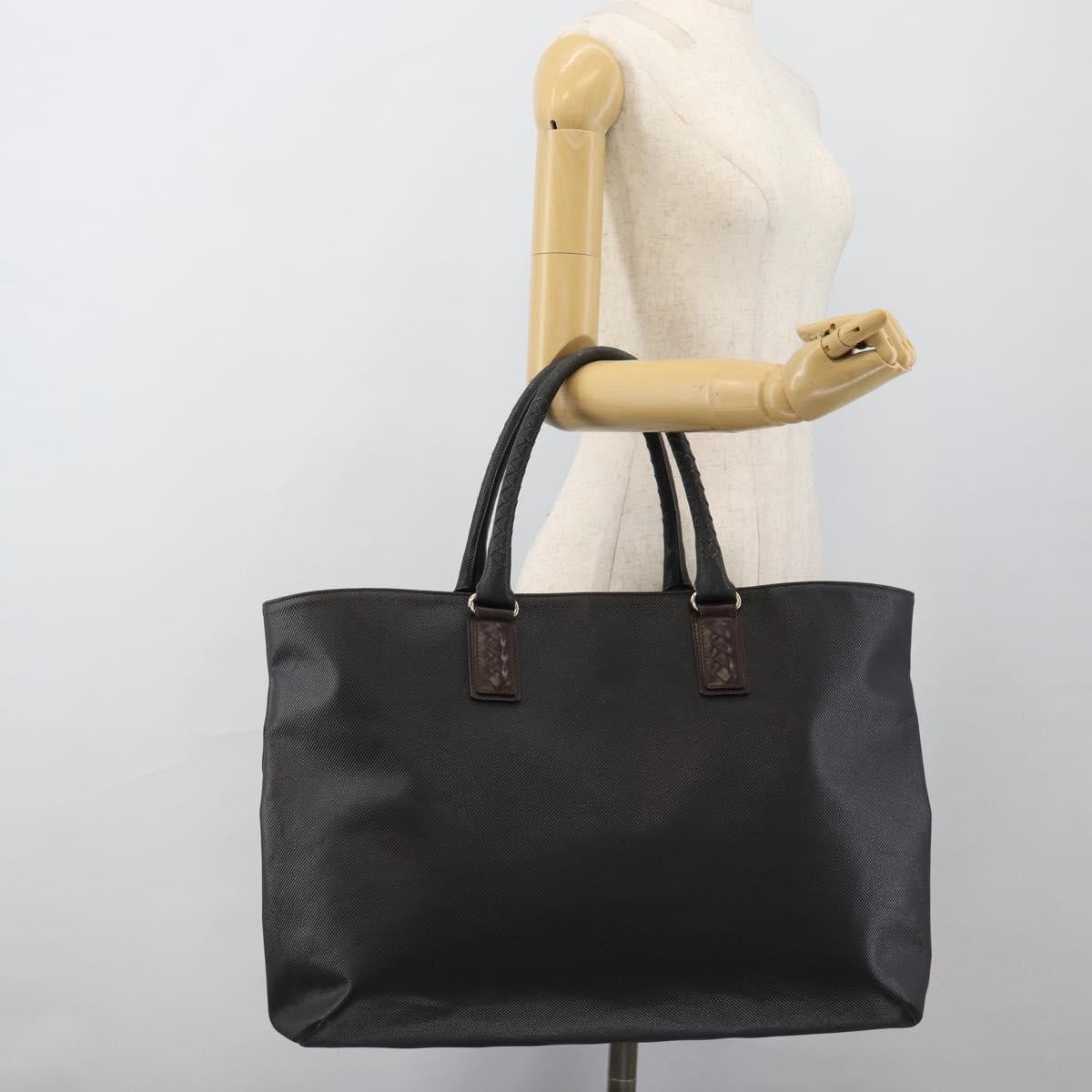 BOTTEGA VENETA Marco Polo Tote Bag PVC Black Gold Auth 186200A
