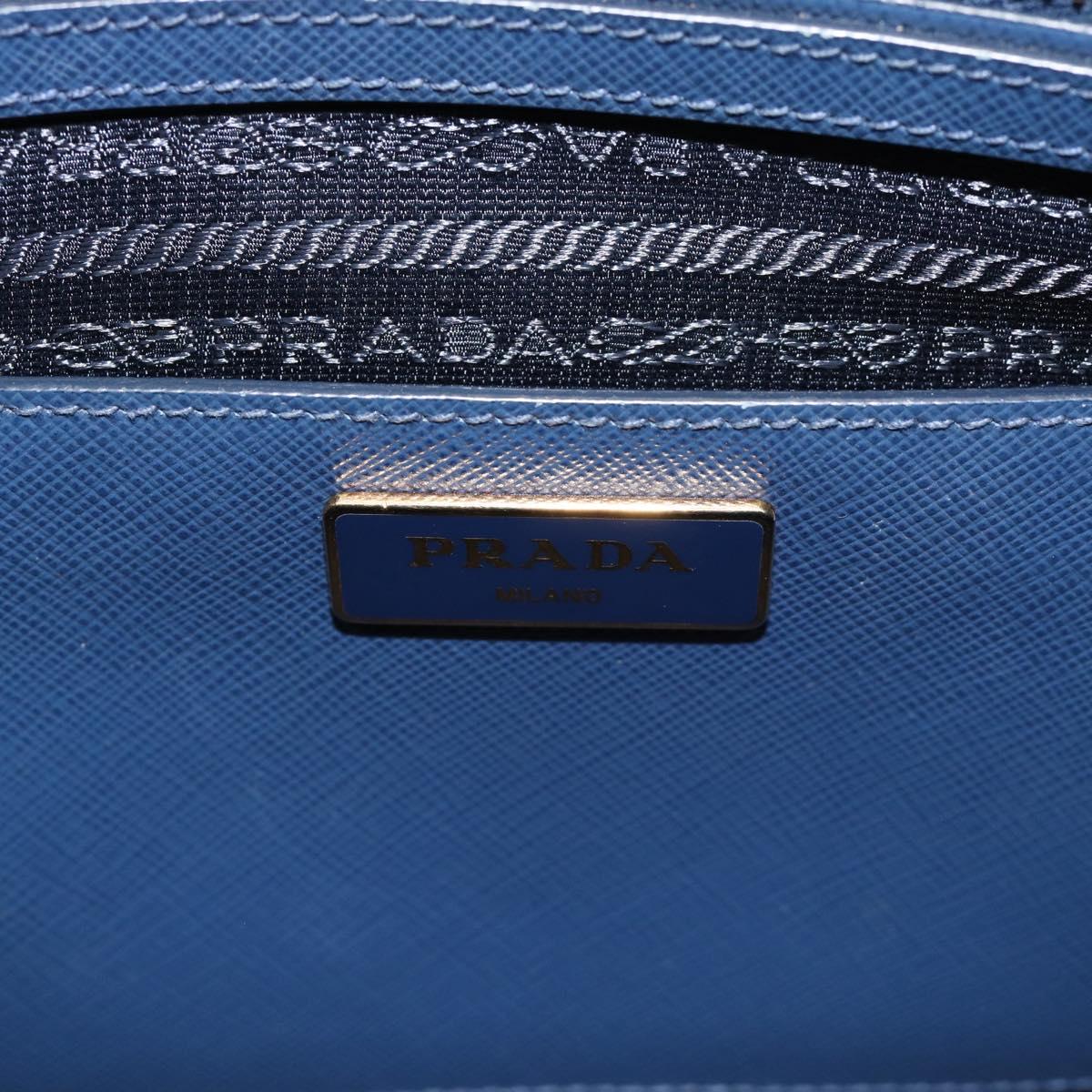 PRADA Hand Bag Saffiano leather 2way Blue Gold Auth 186202M