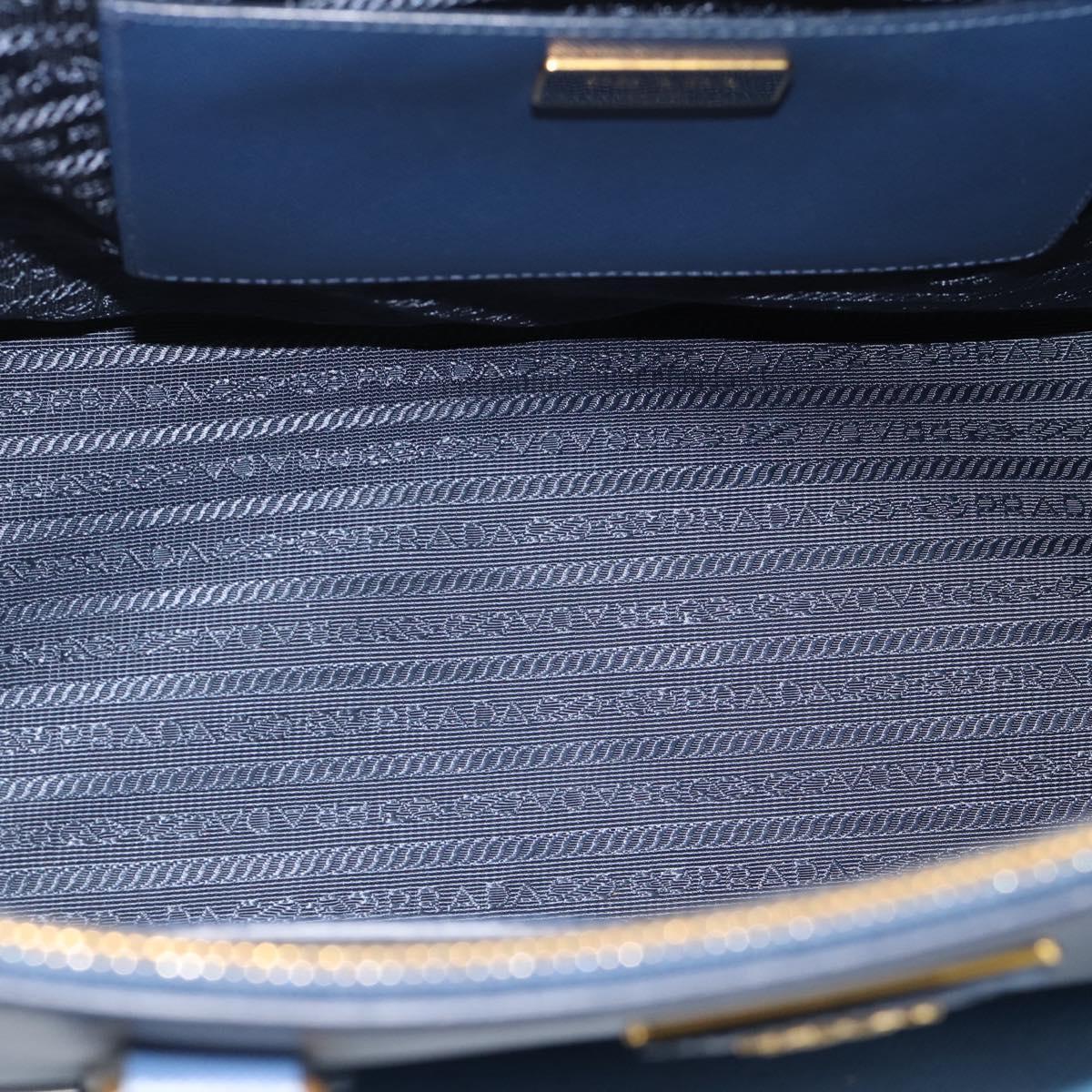 PRADA Hand Bag Saffiano leather 2way Blue Gold Auth 186202M
