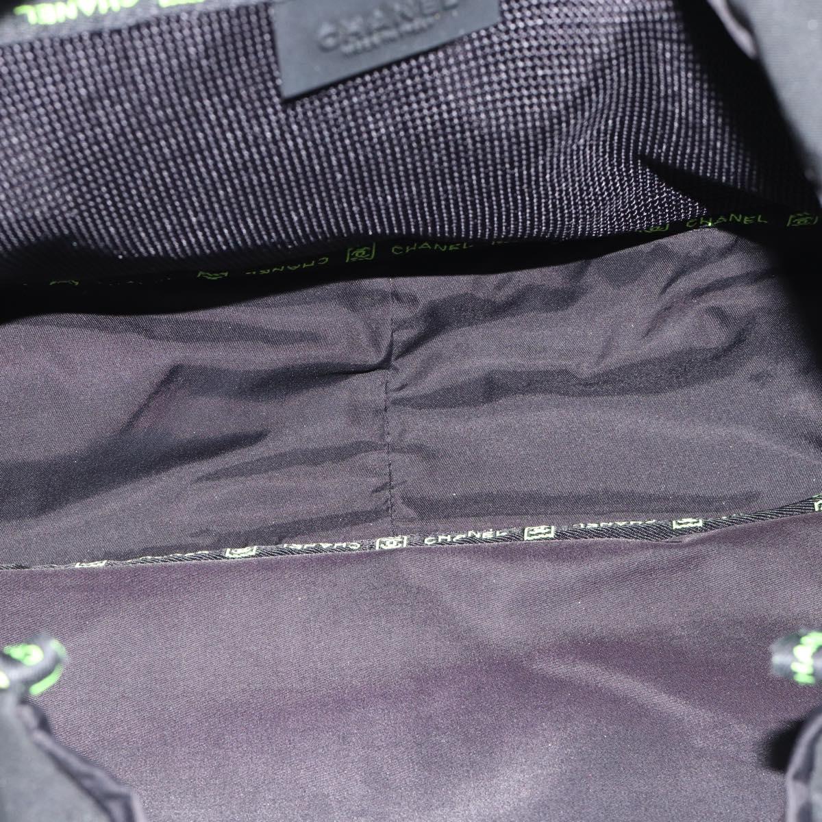 CHANEL Sports Line Shoulder Bag Nylon Black Silver CC Auth 186205SAV