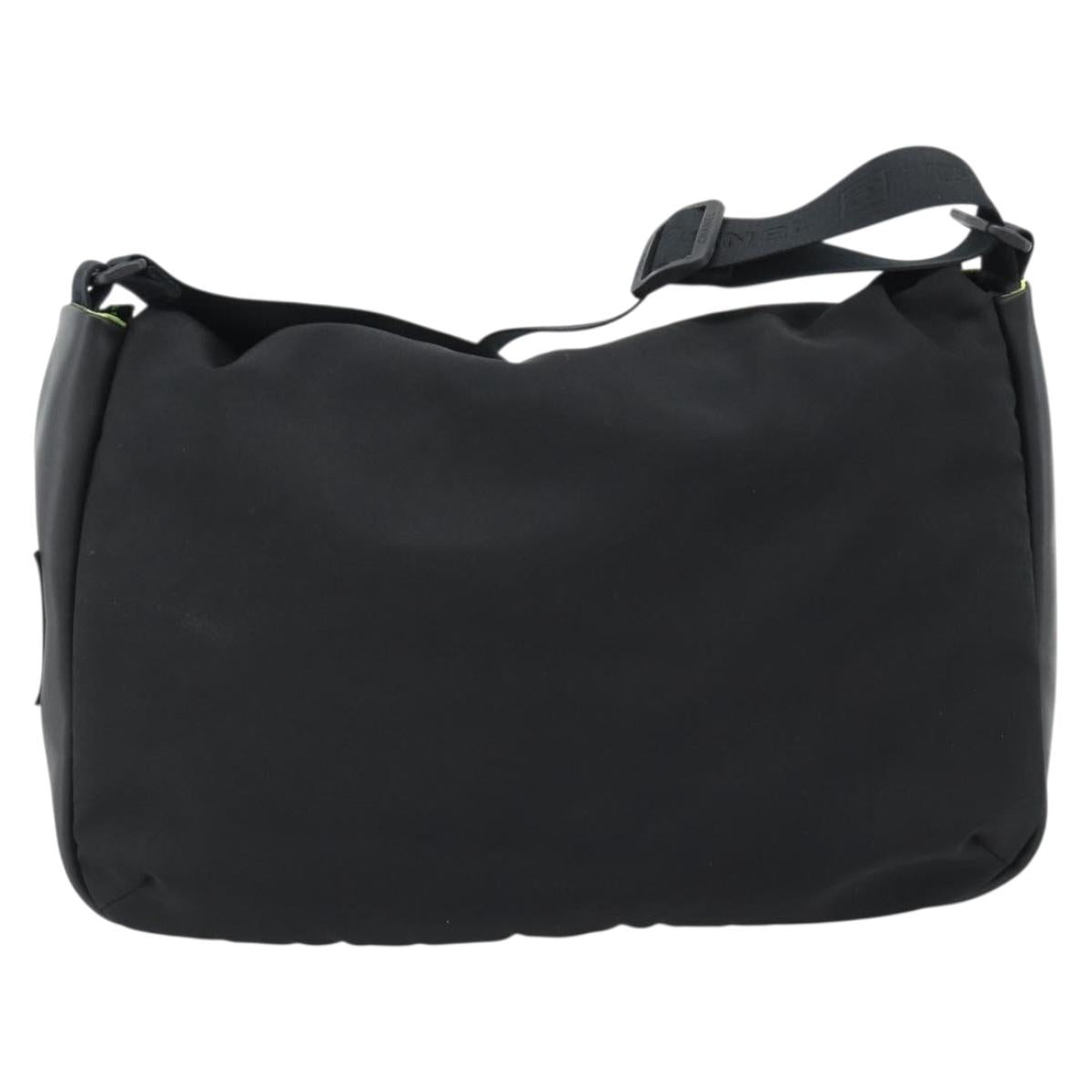 CHANEL Sports Line Shoulder Bag Nylon Black Silver CC Auth 186205SAV