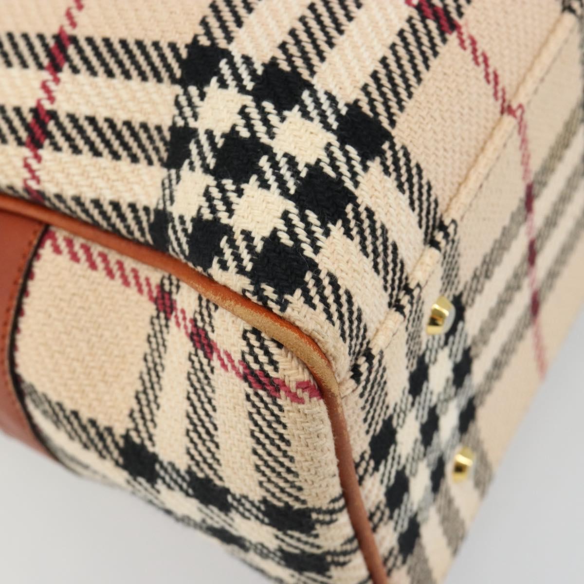 BURBERRY Nova Check Hand Bag Canvas Beige Gold Auth 186208A