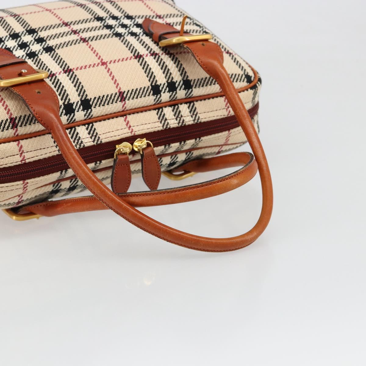 BURBERRY Nova Check Hand Bag Canvas Beige Gold Auth 186208A