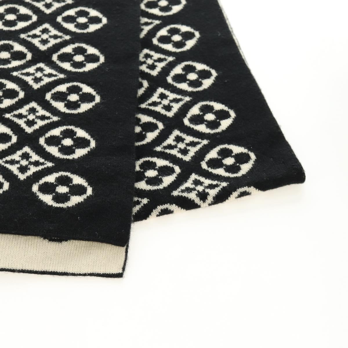 LOUIS VUITTON Echarpsky Scarf Cashmere Black White LV Auth 186209M