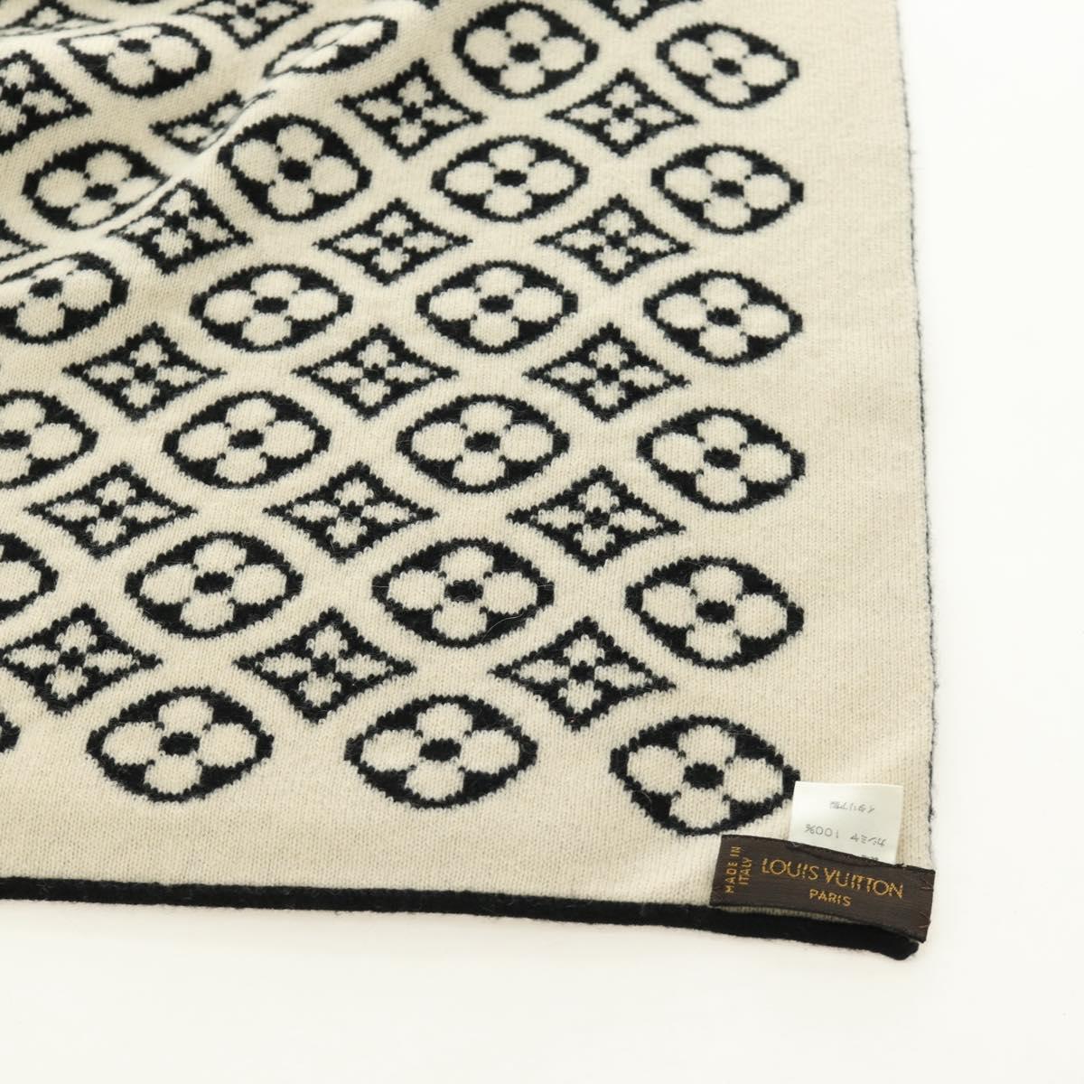 LOUIS VUITTON Echarpsky Scarf Cashmere Black White LV Auth 186209M
