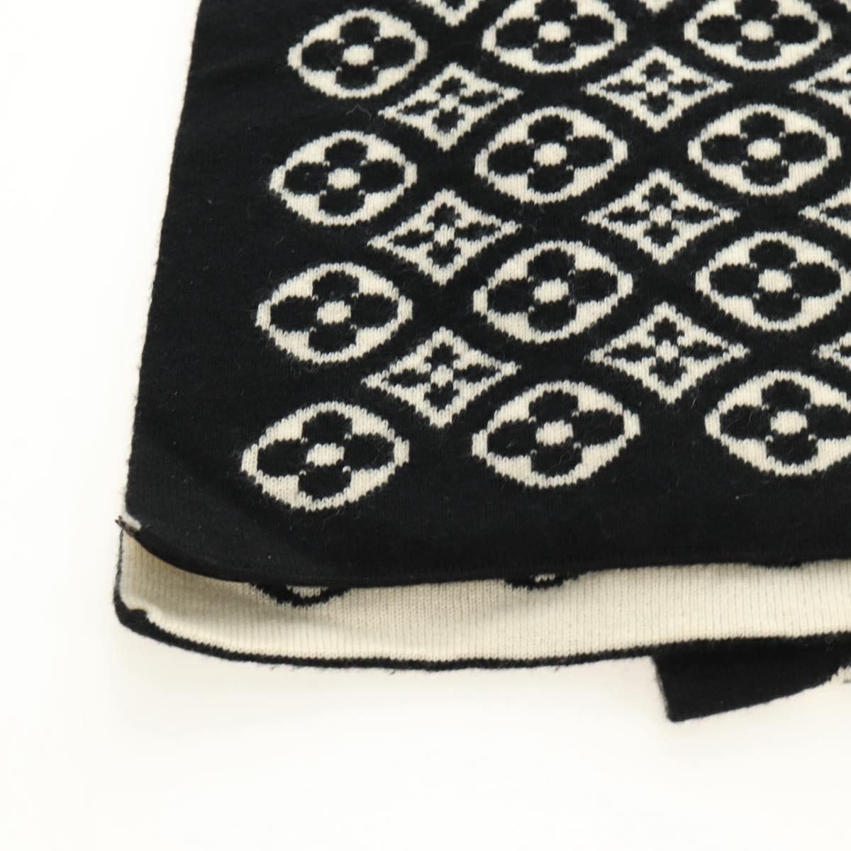 LOUIS VUITTON Echarpsky Scarf Cashmere Black White LV Auth 186209M