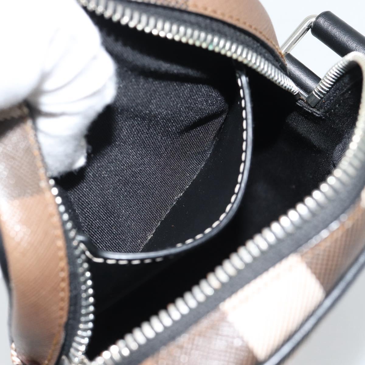 BURBERRY Nova Check Shoulder Bag PVC Brown Silver Auth 186210A