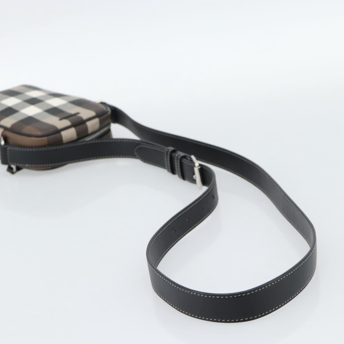 BURBERRY Nova Check Shoulder Bag PVC Brown Silver Auth 186210A