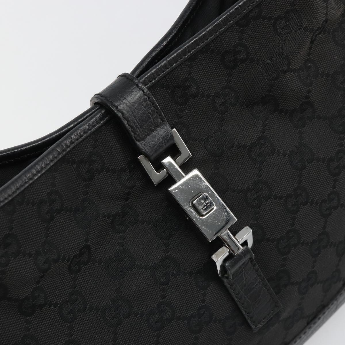 GUCCI GG Canvas Jackie Shoulder Bag Black Silver 00963 Auth 186211V