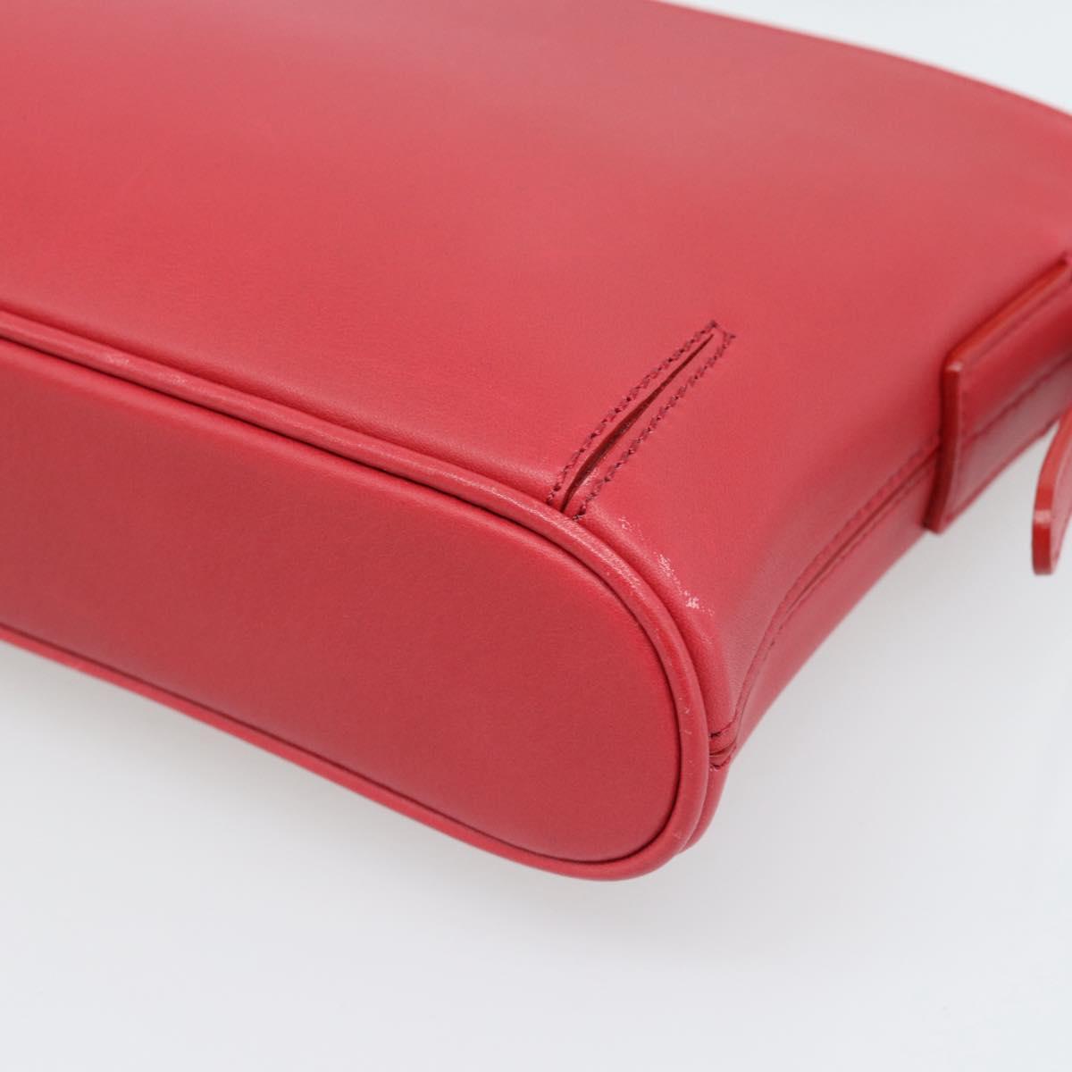 BURBERRY Shoulder Bag Leather Red Silver Auth 186215A
