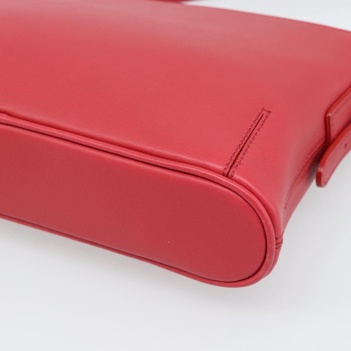 BURBERRY Shoulder Bag Leather Red Silver Auth 186215A