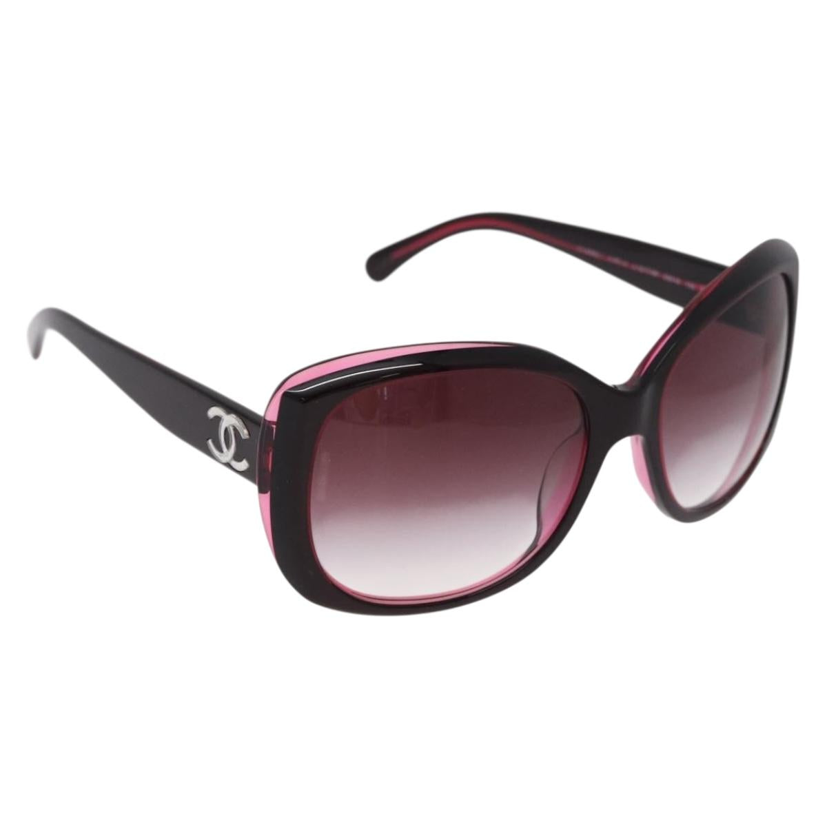 CHANEL COCO Mark Sunglasses plastic Red CC Auth 186219M