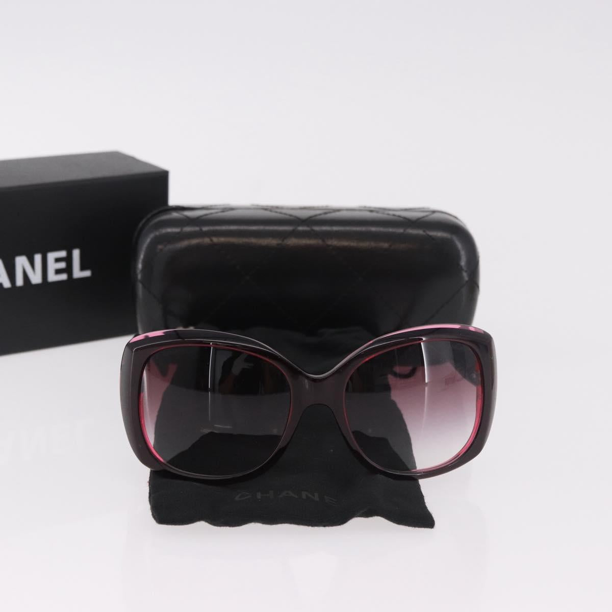CHANEL COCO Mark Sunglasses plastic Red CC Auth 186219M
