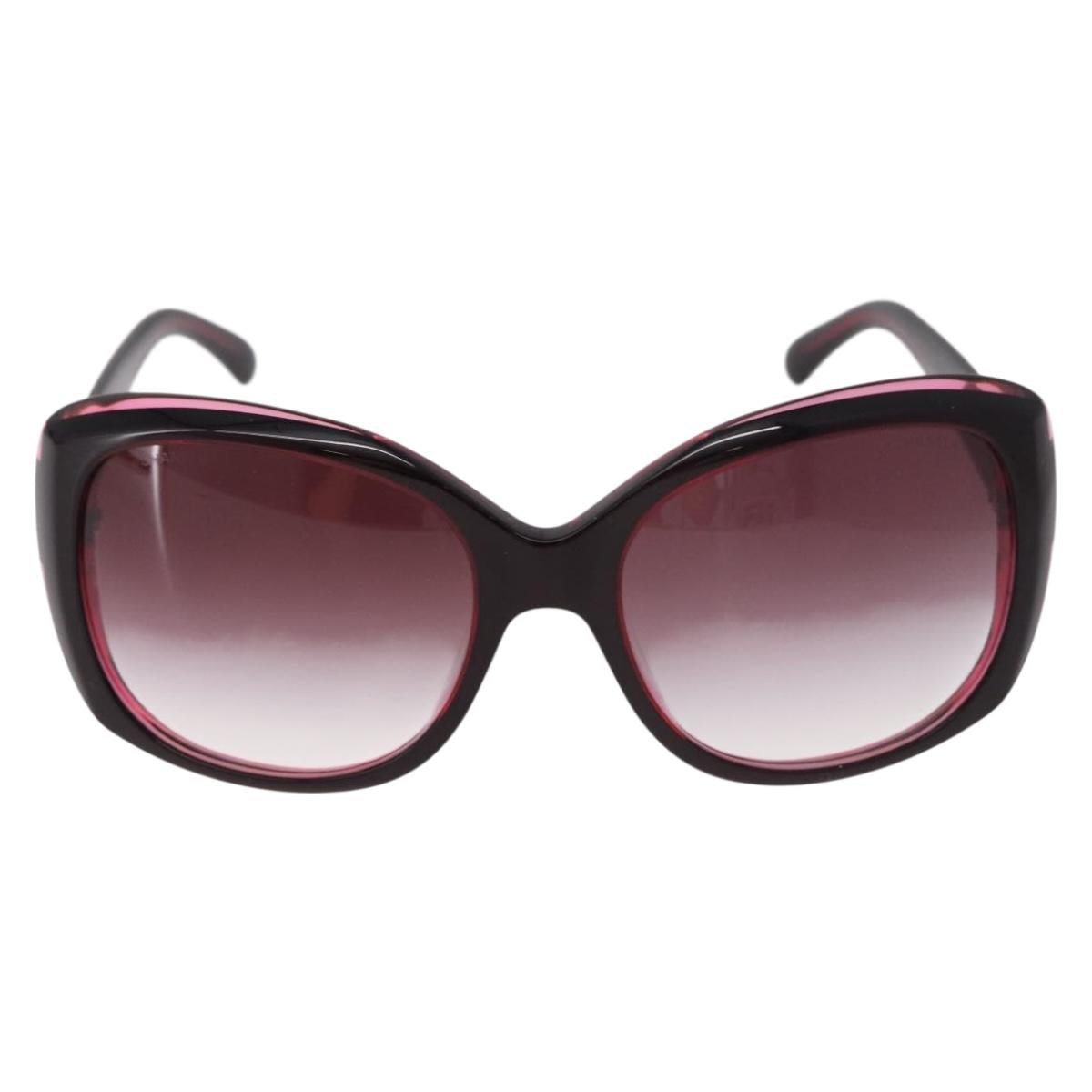 CHANEL COCO Mark Sunglasses plastic Red CC Auth 186219M