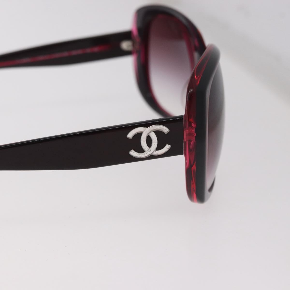 CHANEL COCO Mark Sunglasses plastic Red CC Auth 186219M